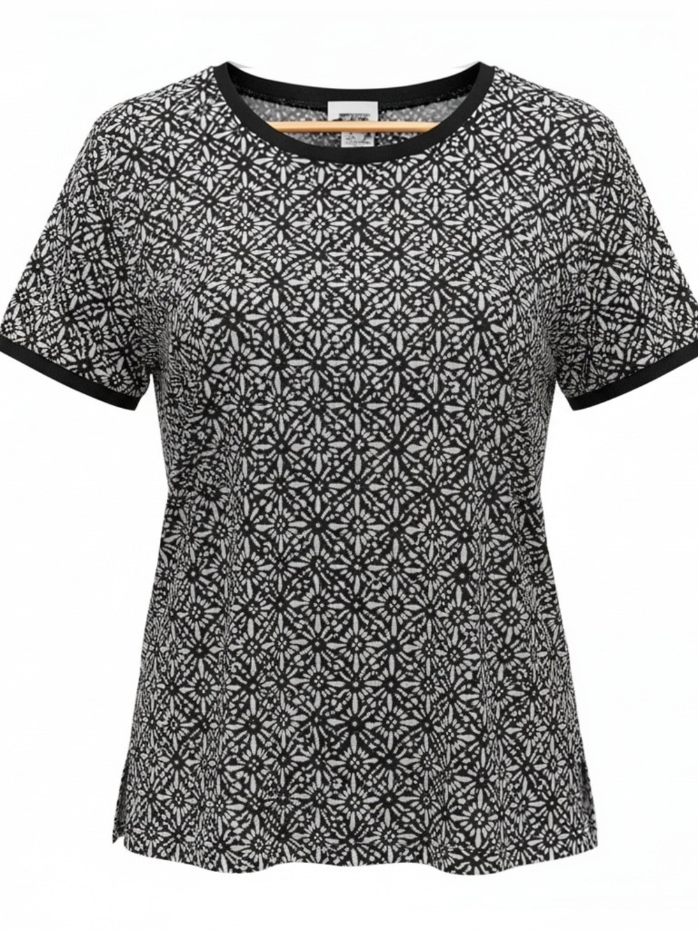 Anne Klein Black and White Short Sleeve Patterned Tee